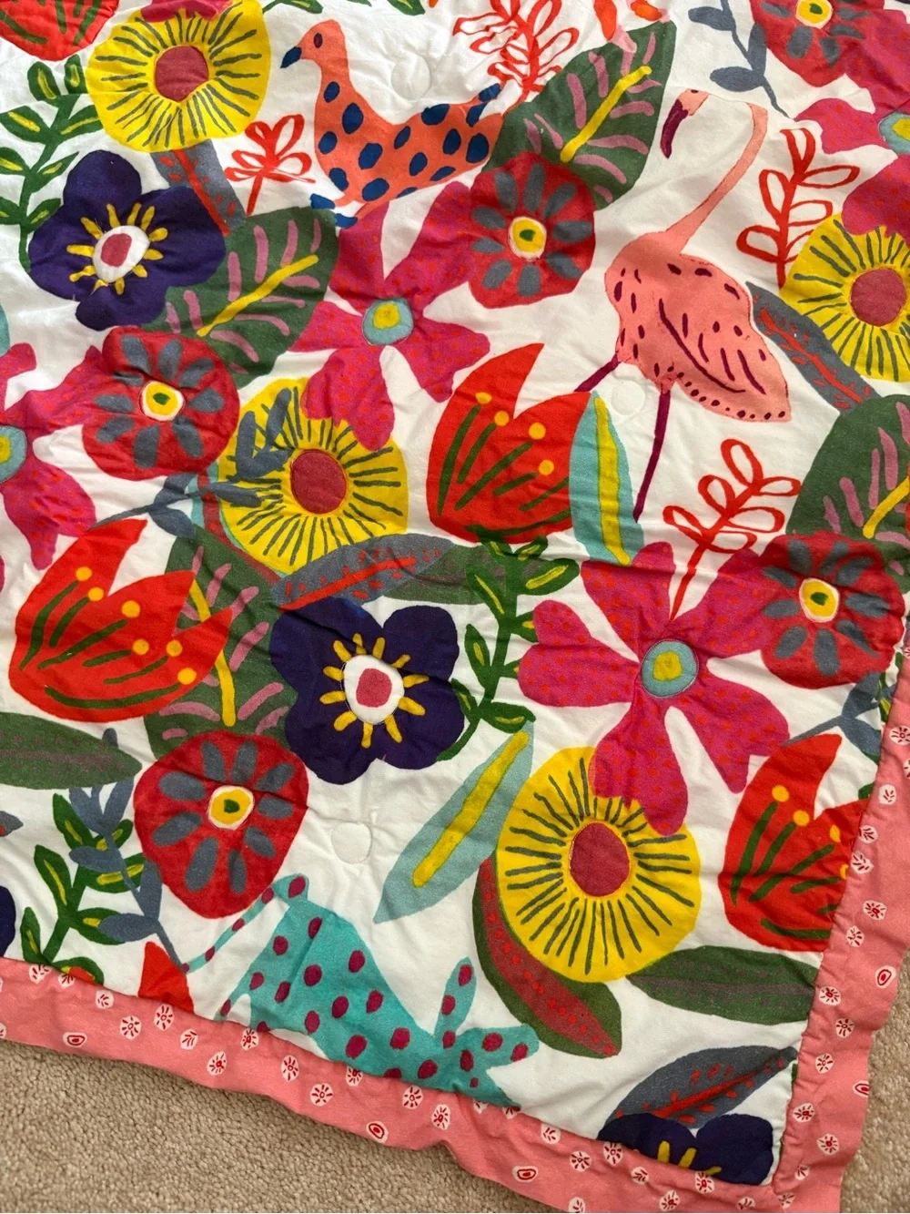 Anthropologie Isabelle Floral Animal Pattern Toddler Quilt